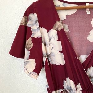 Tua Maroon, Blue and White Floral dress with high low hem